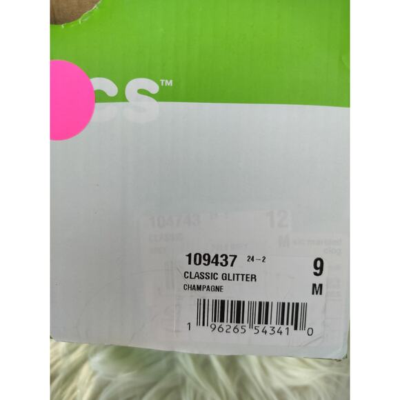 3987) Crocs Unisex Classic Champagne Glitter Clogs Size US M9/W11 - Picture 9 of 9